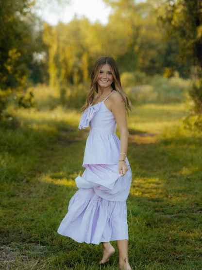 Romantic Tiered Long Prom Dress with Bow Detail