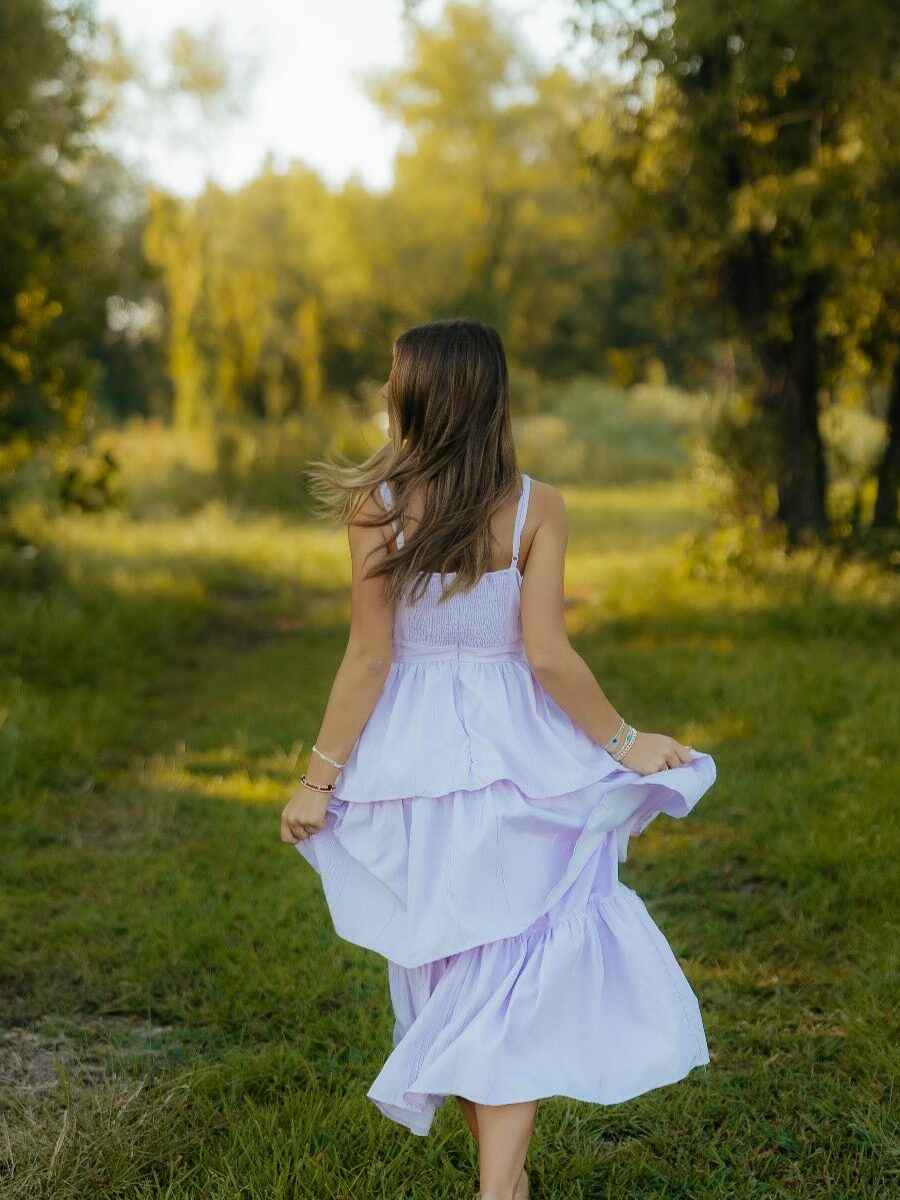 Romantic Tiered Long Prom Dress with Bow Detail