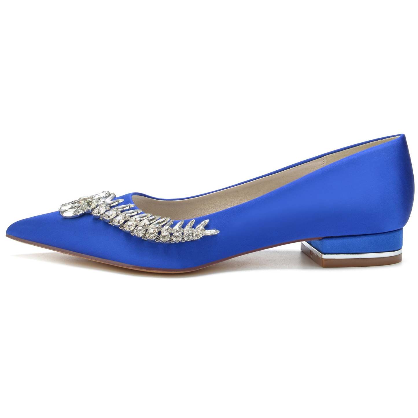 White Bridal Shoes for Women with Imitation Rhinestones and Pointed Toe