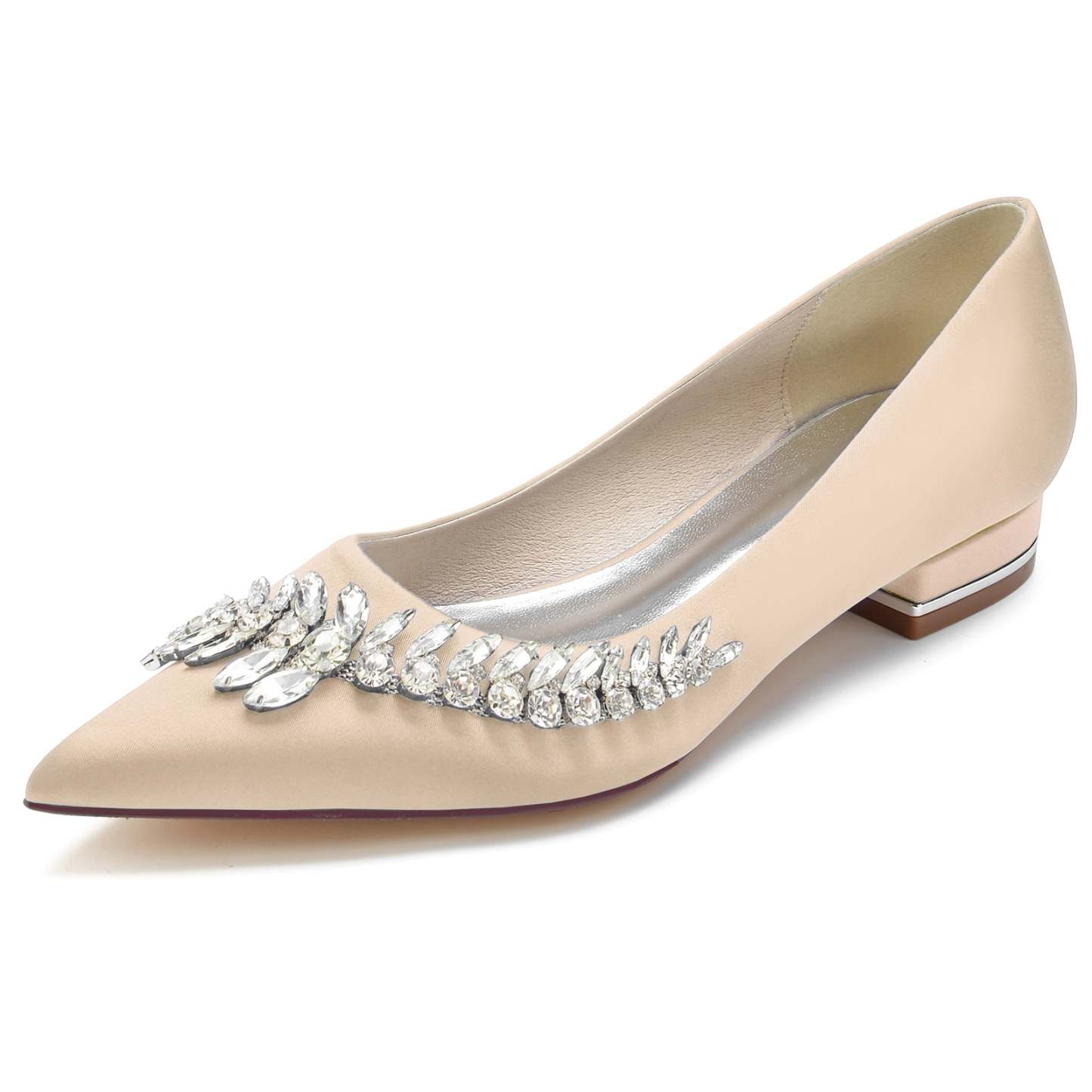 White Bridal Shoes for Women with Imitation Rhinestones and Pointed Toe