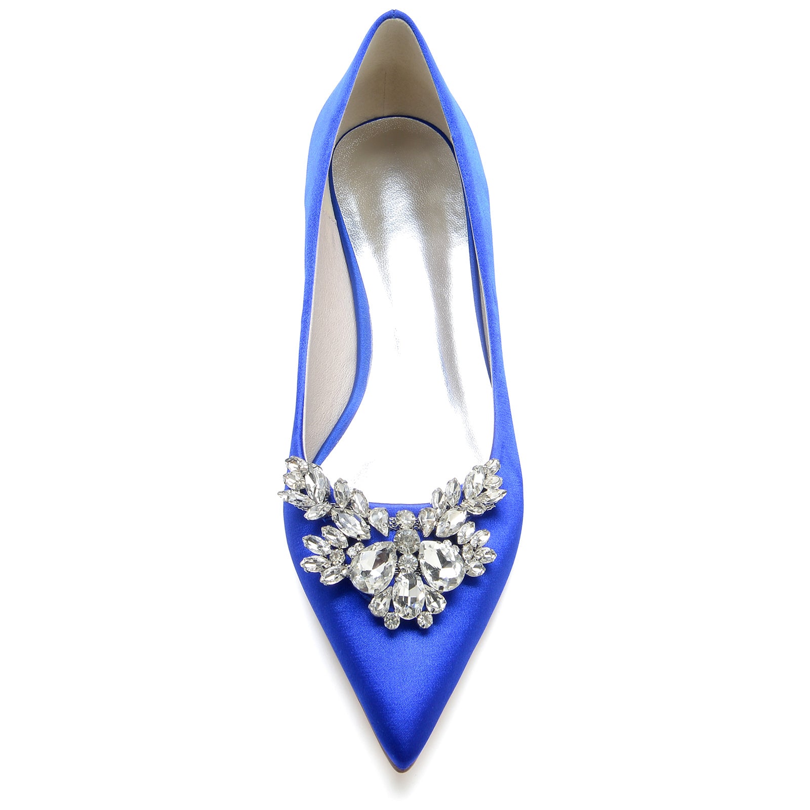 Bridal Shoes for Women: Minimalist Silk Satin Rhinestone Low Heel with Pointed Toe