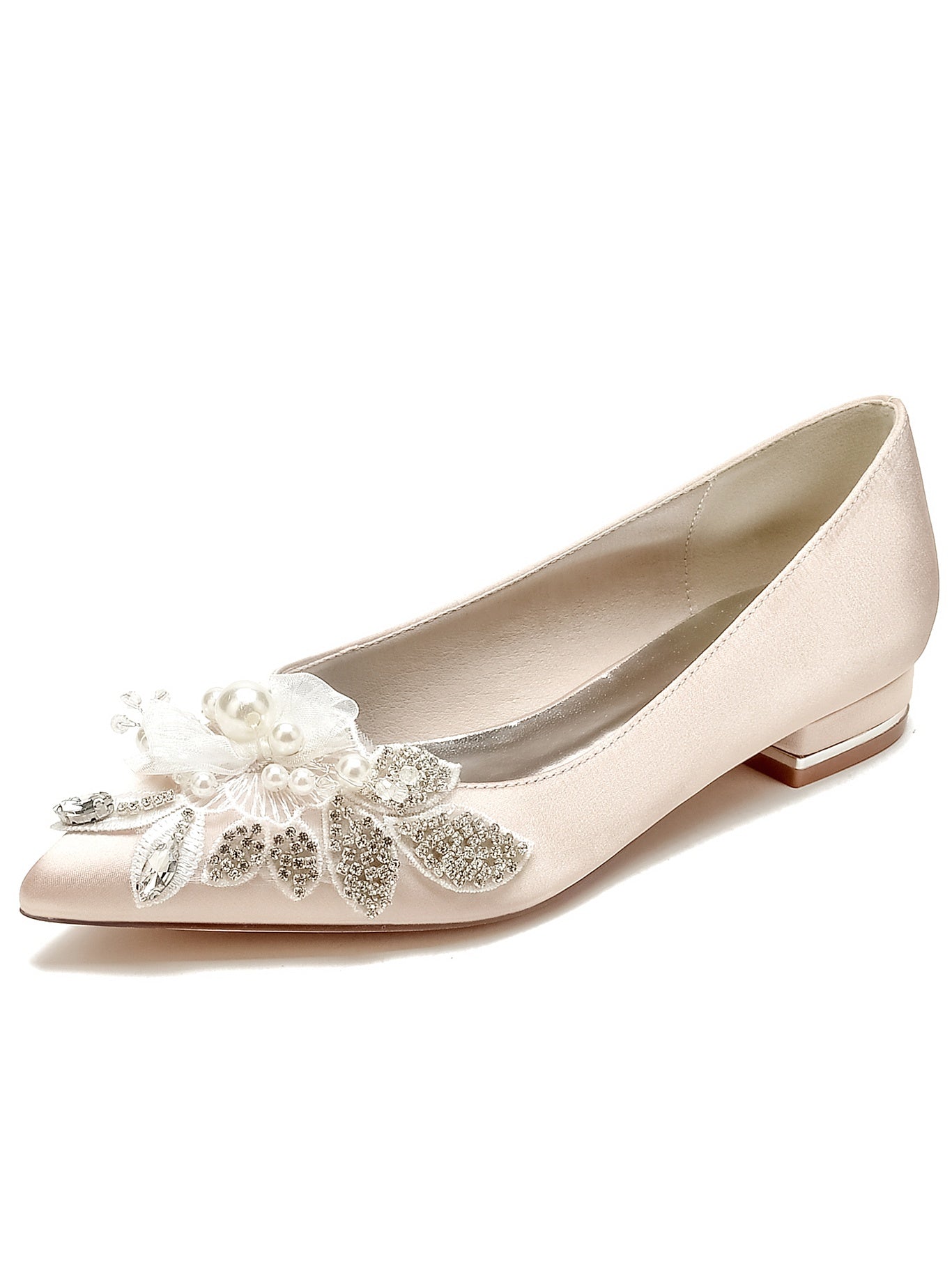 Bridal Shoes for Women with Rhinestones Open Toe and Flat Heel
