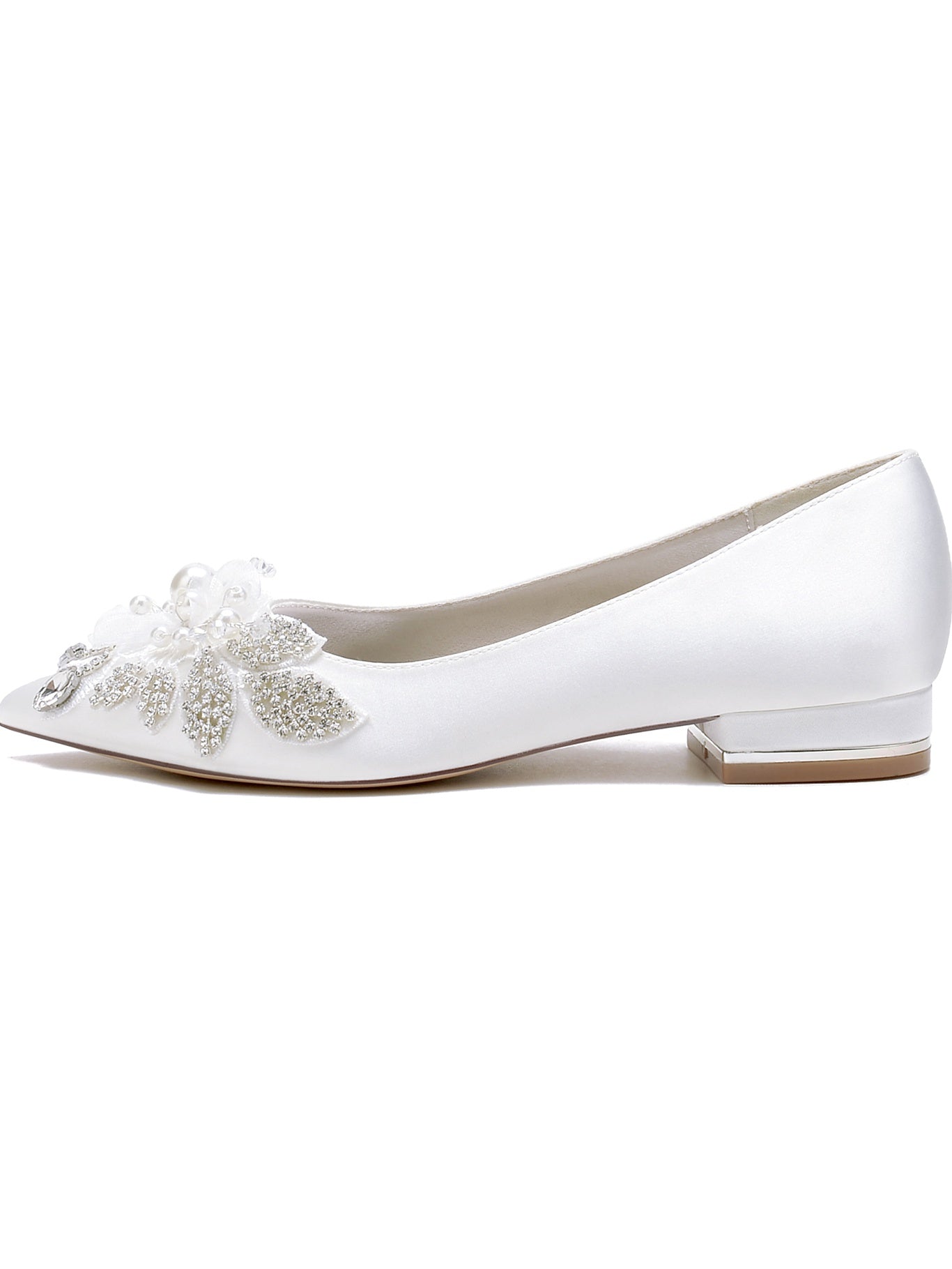 Bridal Shoes for Women with Rhinestones Open Toe and Flat Heel