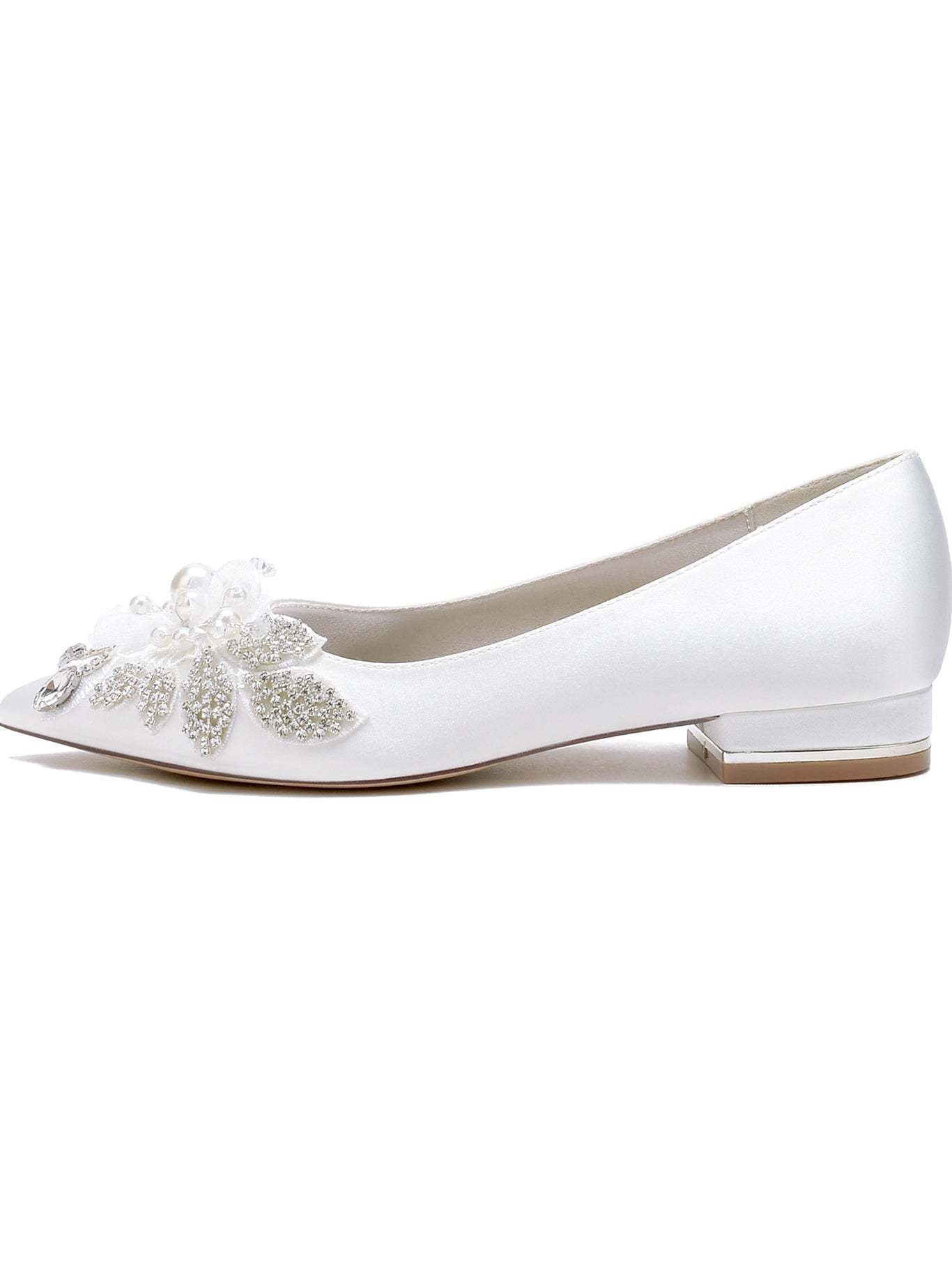 Bridal Shoes for Women with Rhinestones Open Toe and Flat Heel
