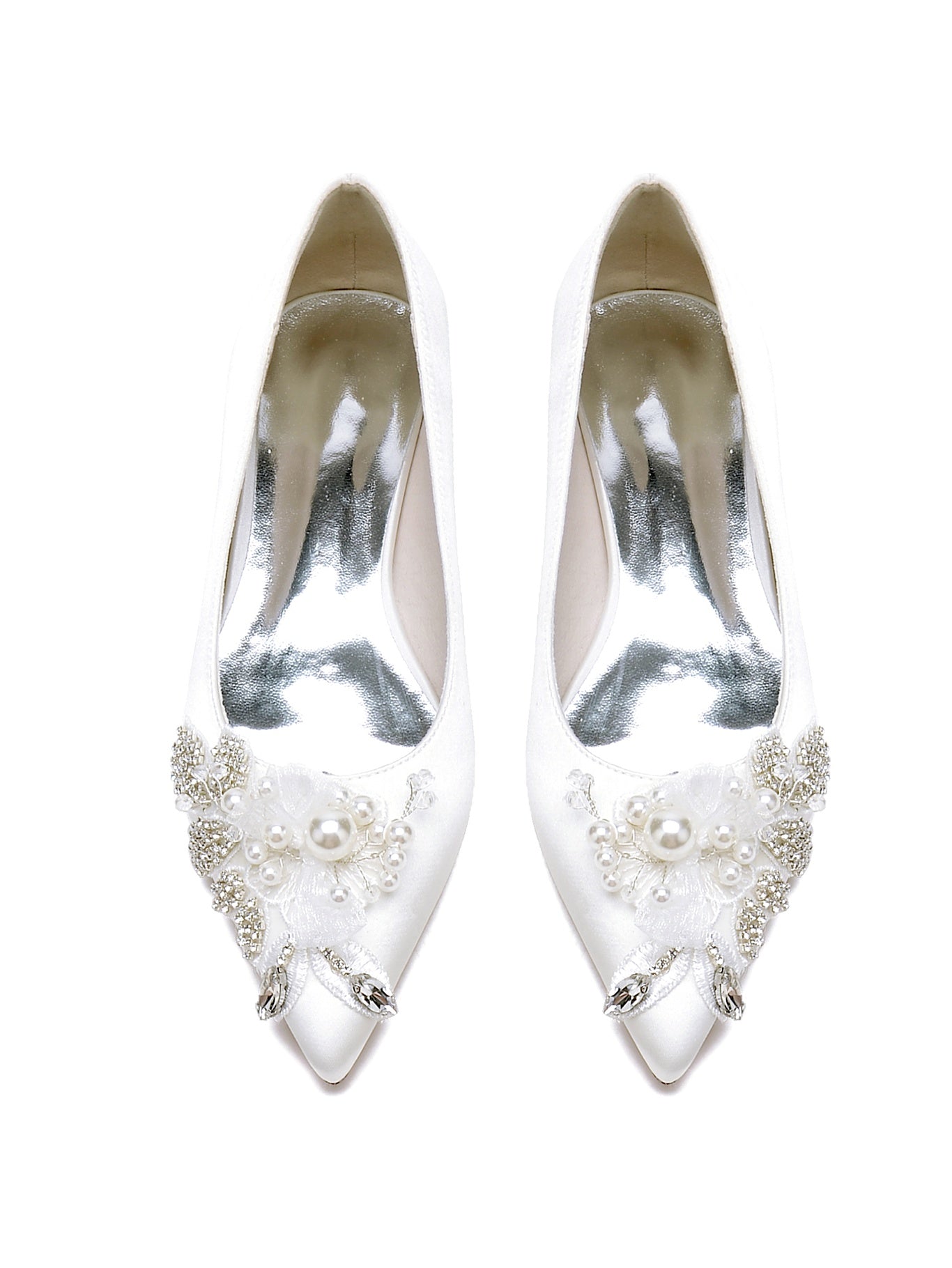 Bridal Shoes for Women with Rhinestones Open Toe and Flat Heel