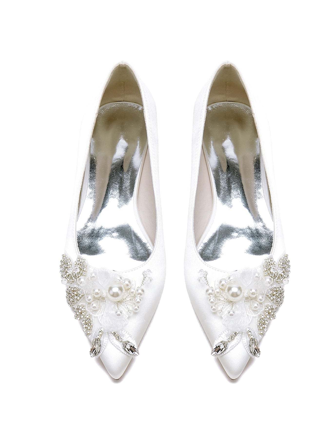 Bridal Shoes for Women with Rhinestones Open Toe and Flat Heel