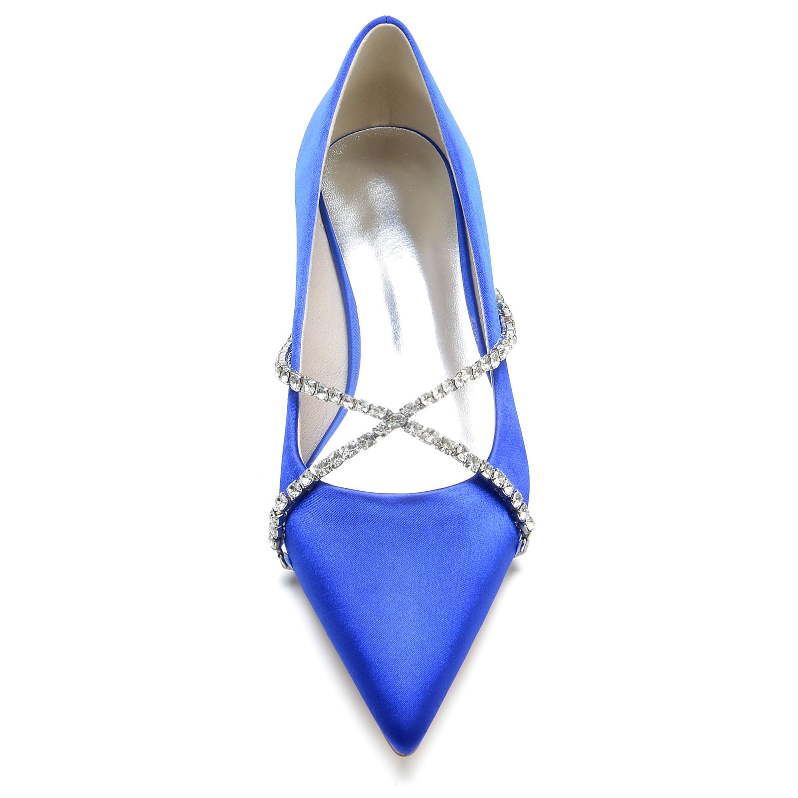 Bridal Shoes for Women with Crystal Chain Cross Strap and Pointed Toe