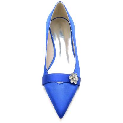 Bridal Shoes for Women with Petite Diamond Flower and Low Pointed Toe
