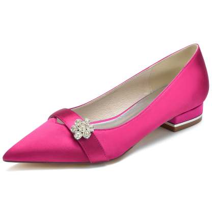 Bridal Shoes for Women with Petite Diamond Flower and Low Pointed Toe