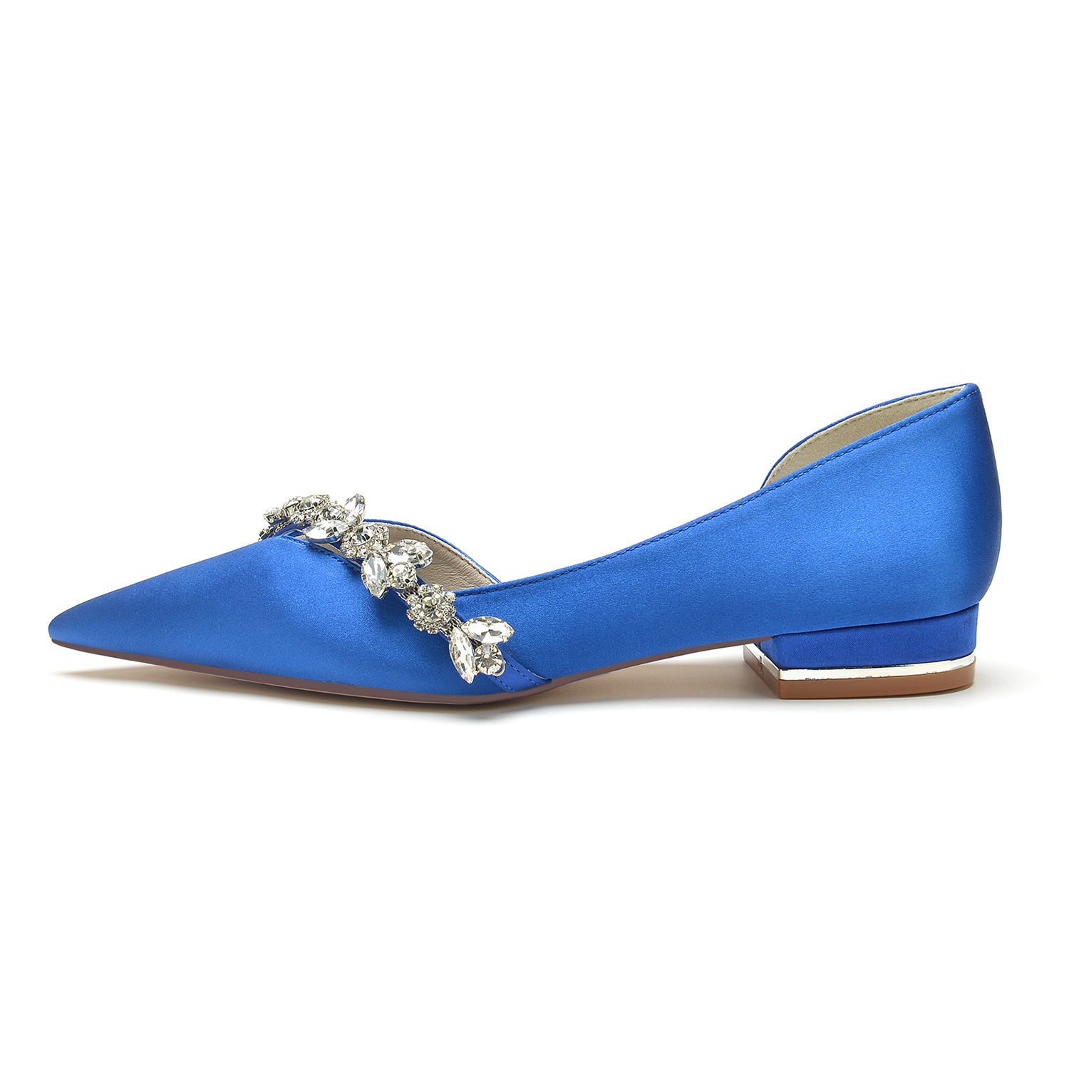 Bridal Shoes for Women with Rhinestones Low Heel and Pointed Toe in Minimalist Style