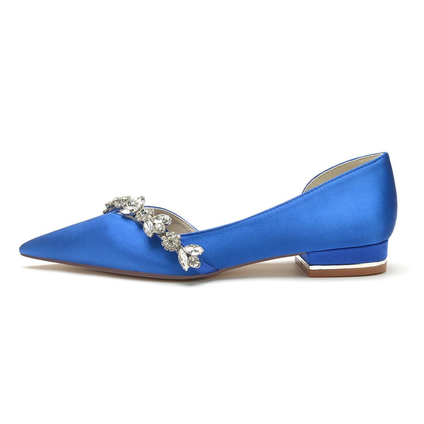 Bridal Shoes for Women with Rhinestones Low Heel and Pointed Toe in Minimalist Style
