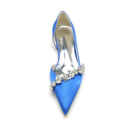 Bridal Shoes for Women with Rhinestones Low Heel and Pointed Toe in Minimalist Style