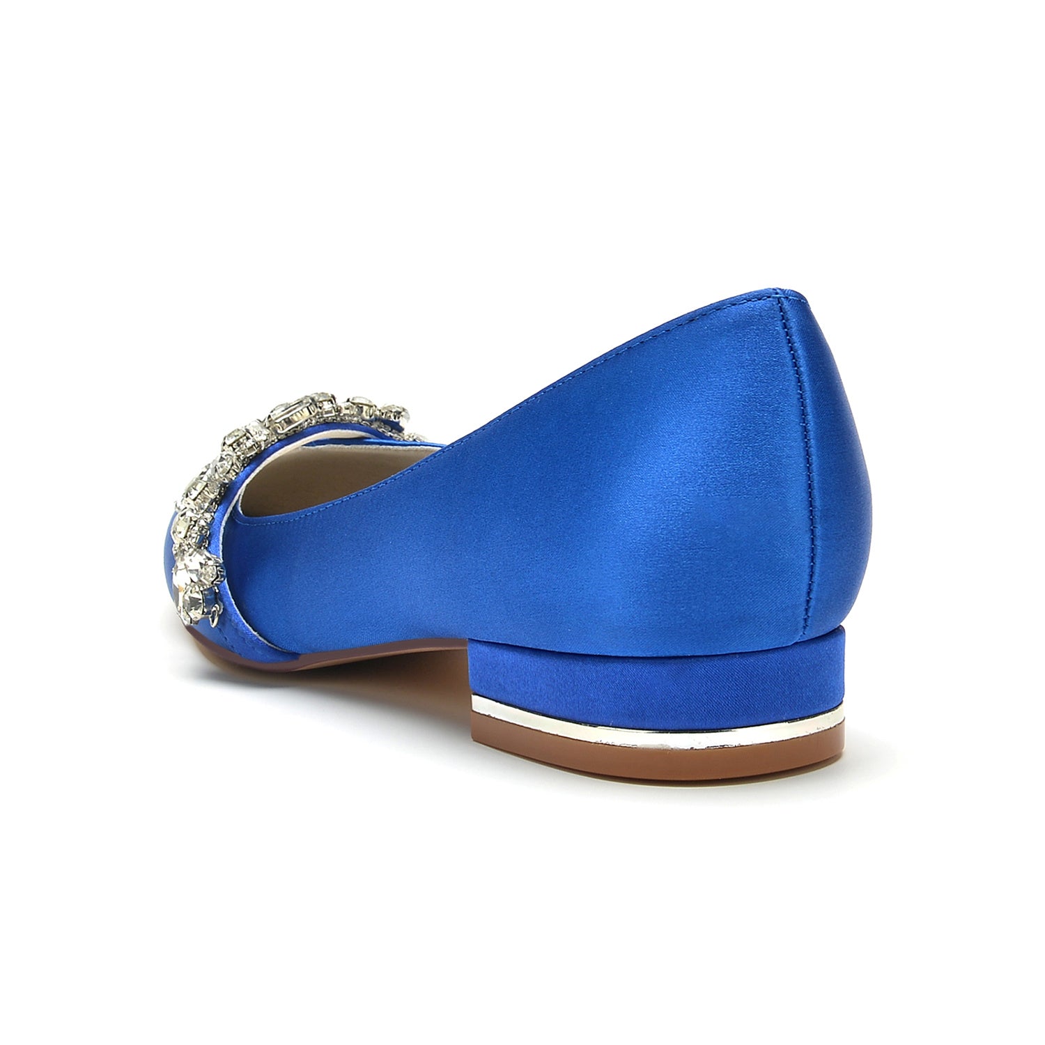 Bridal Shoes for Women with Rhinestones Low Heel and Pointed Toe in Minimalist Style