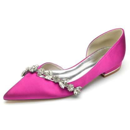 Bridal Shoes for Women with Rhinestones Low Heel and Pointed Toe in Minimalist Style