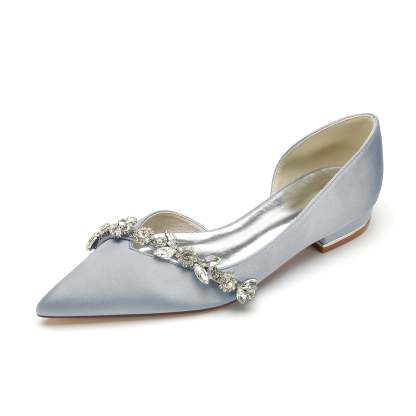 Bridal Shoes for Women with Rhinestones Low Heel and Pointed Toe in Minimalist Style