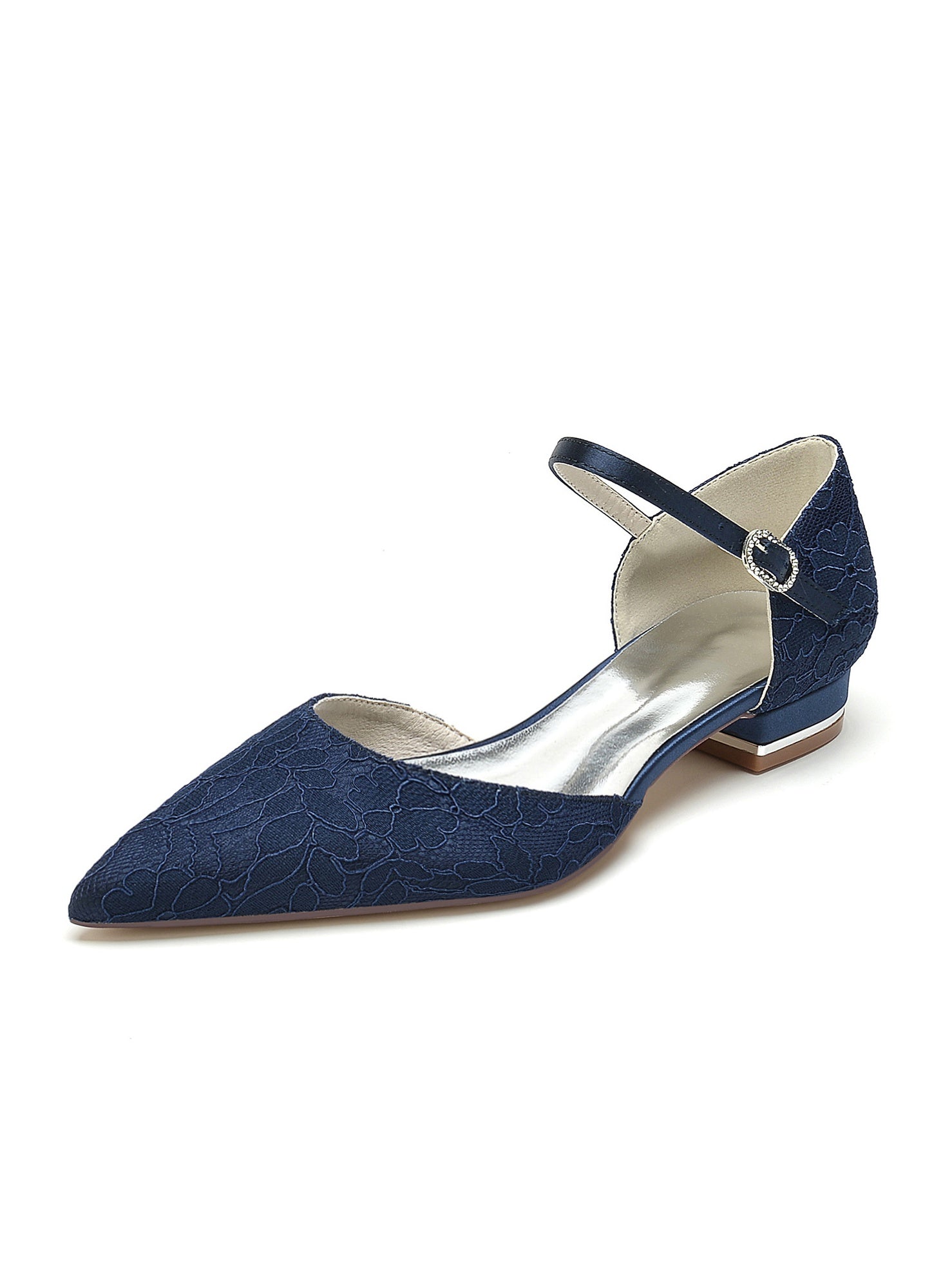 Bridesmaid Shoes for Women with Lace and Low Heel in Pointed Toe
