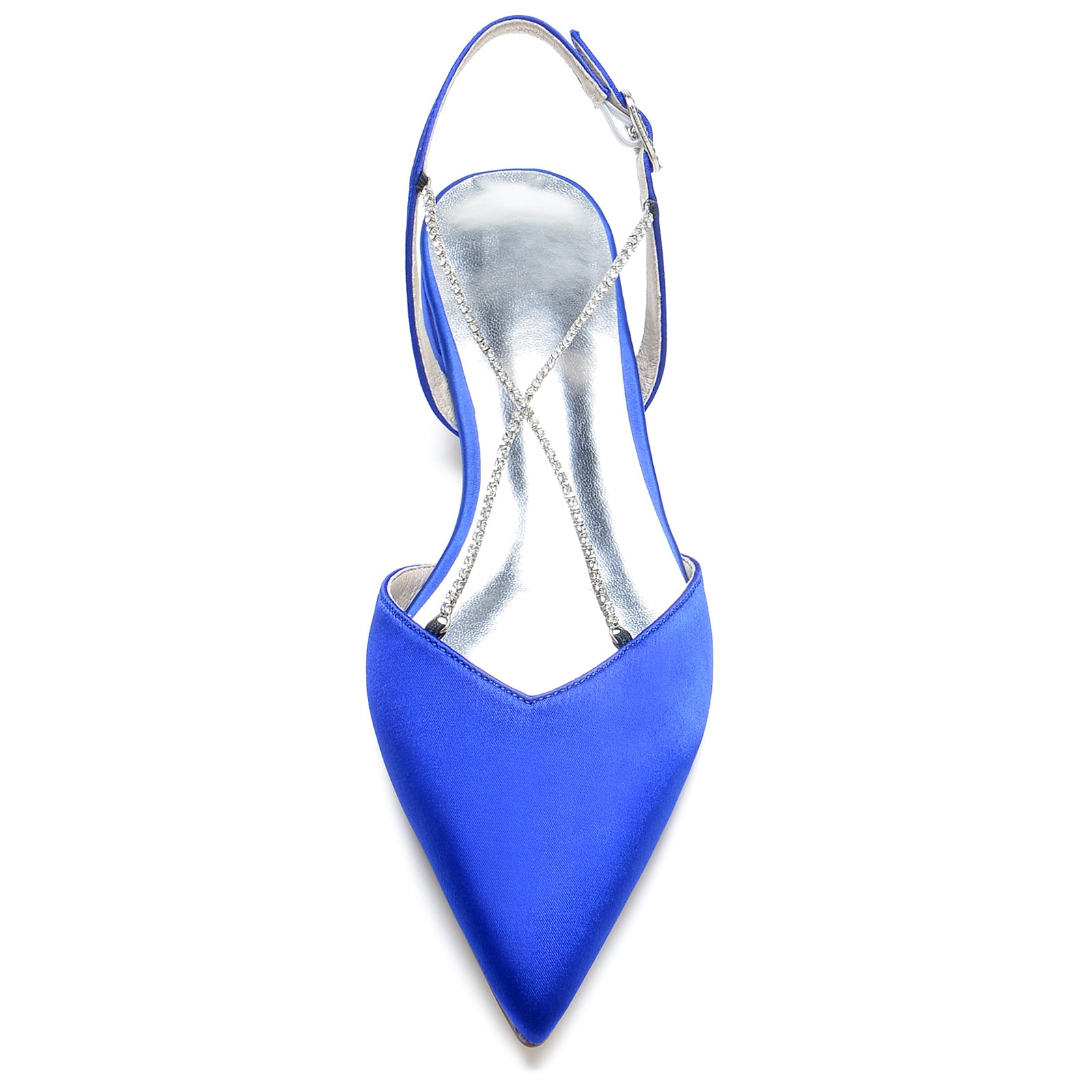 Bridal Pumps for Women with Mini Square Crystal Chains and Low Pointed Toes