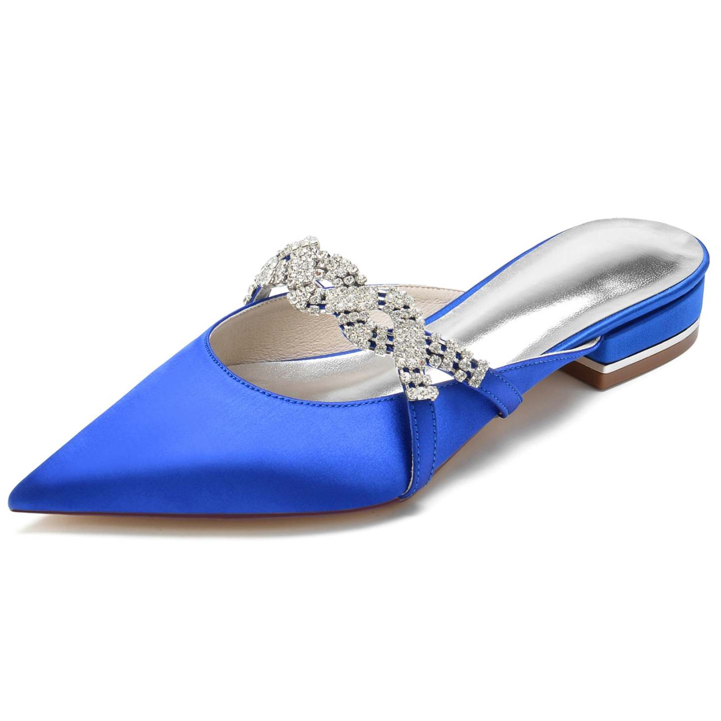Bridal Shoes for Women with Twisted Sparkling Crystal and Low Pointed Toe