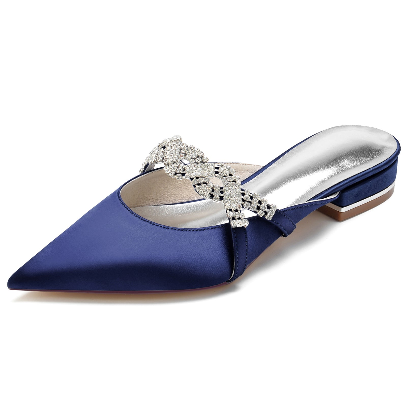 Bridal Shoes for Women with Twisted Sparkling Crystal and Low Pointed Toe