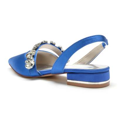 Bridal Shoes for Women with Rhinestones Low Heel and Pointed Toe Buckle