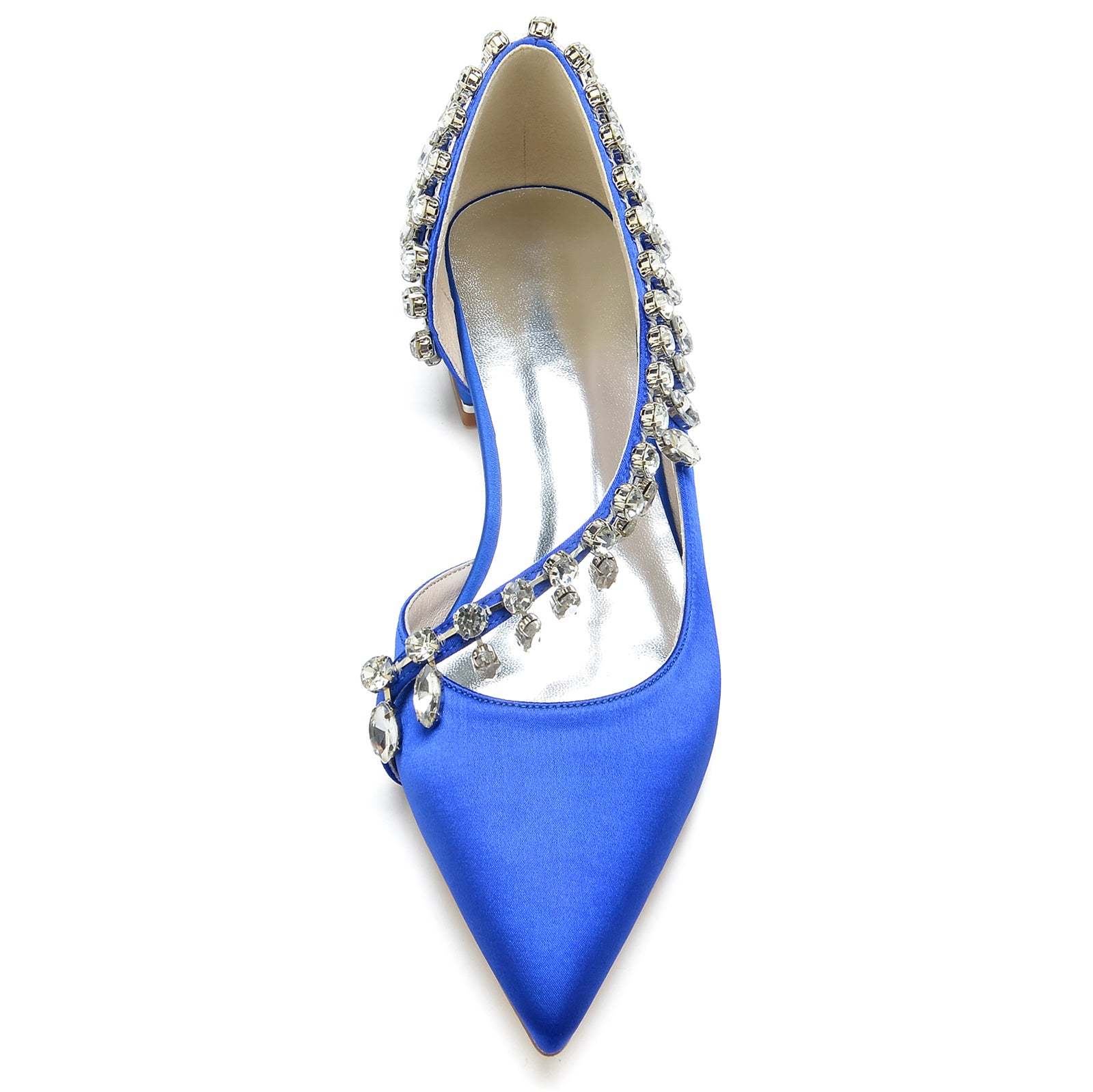 Bridal Shoes for Women in Silk Satin with Imitation Crystal Low Closed Toe Slip-On