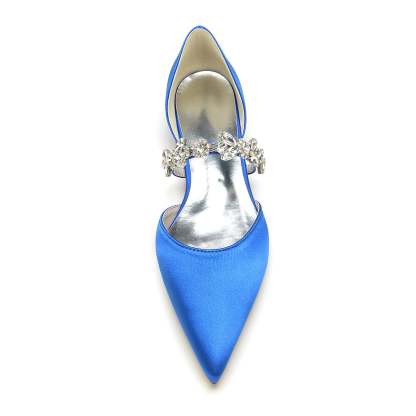 Bridal Shoes for Women with Rhinestone Straps and Pointed Toe in Low Heel