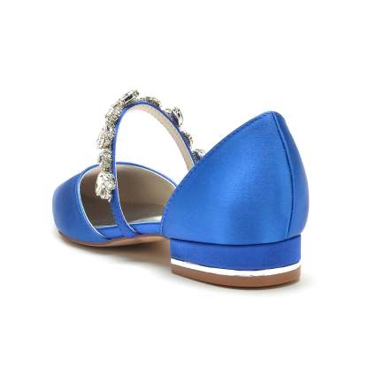 Bridal Shoes for Women with Rhinestone Straps and Pointed Toe in Low Heel