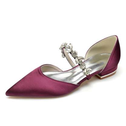 Bridal Shoes for Women with Rhinestone Straps and Pointed Toe in Low Heel