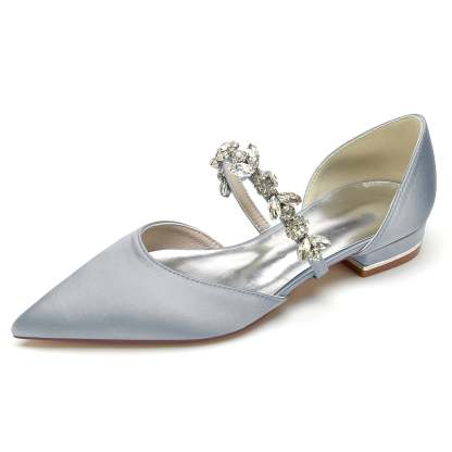 Bridal Shoes for Women with Rhinestone Straps and Pointed Toe in Low Heel