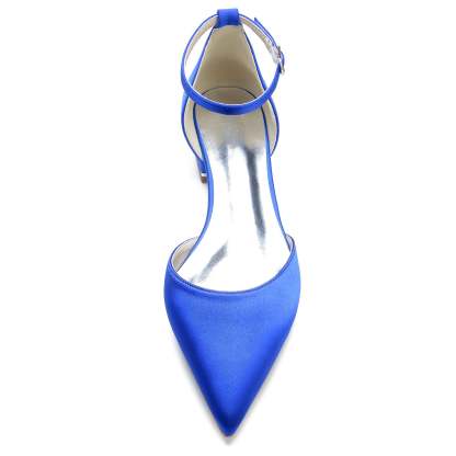 Bridal Shoes for Women with Pointed Toe Low Heel and Crystal Buckle