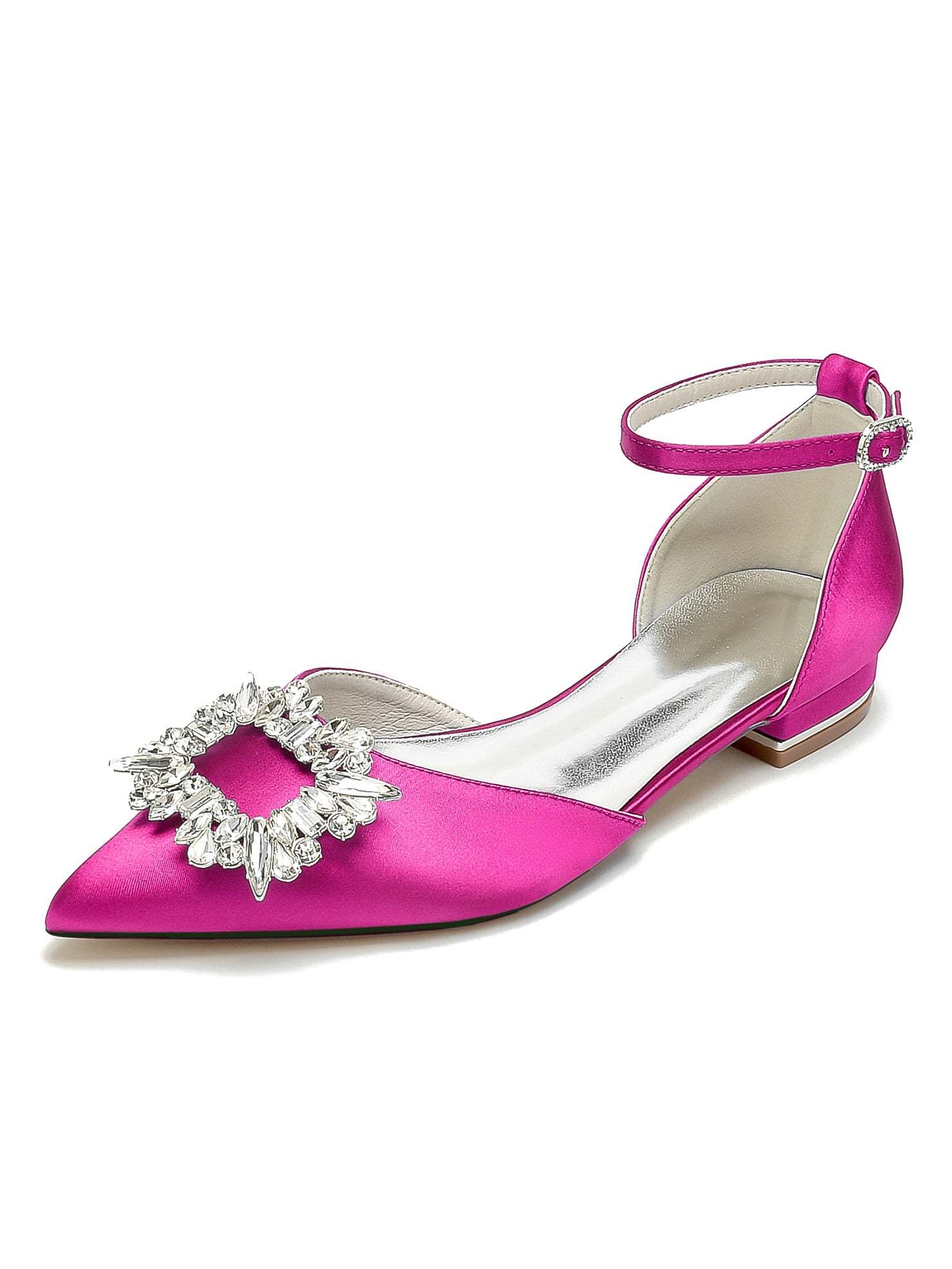 Bridesmaid Shoes for Women with Rhinestones Low Heel and Pointed Toe
