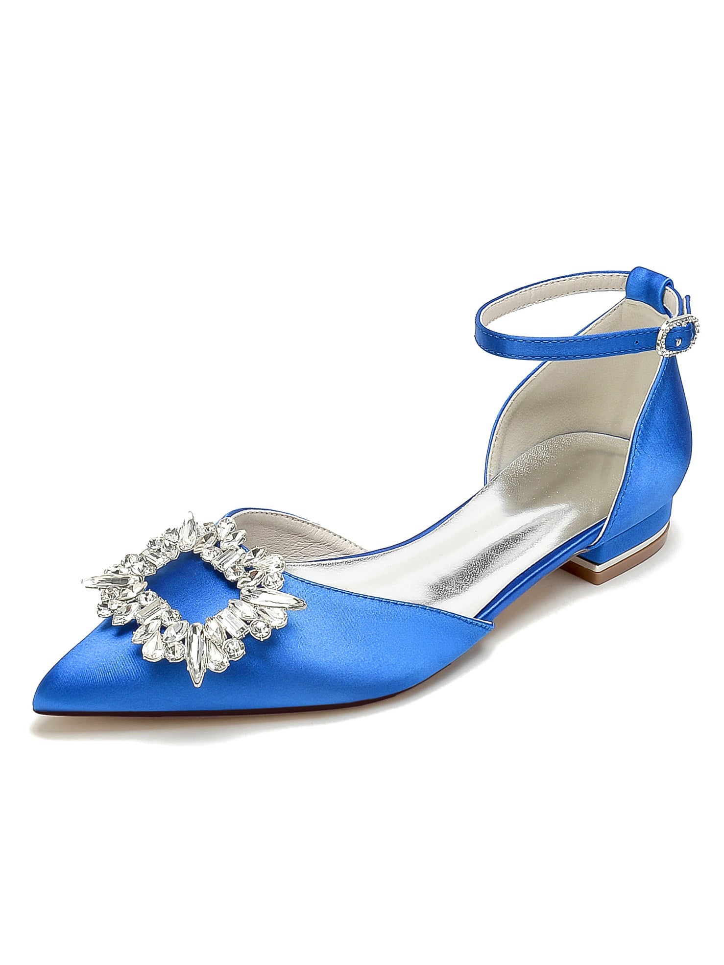 Bridesmaid Shoes for Women with Rhinestones Low Heel and Pointed Toe
