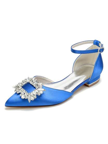 Bridesmaid Shoes for Women with Rhinestones Low Heel and Pointed Toe