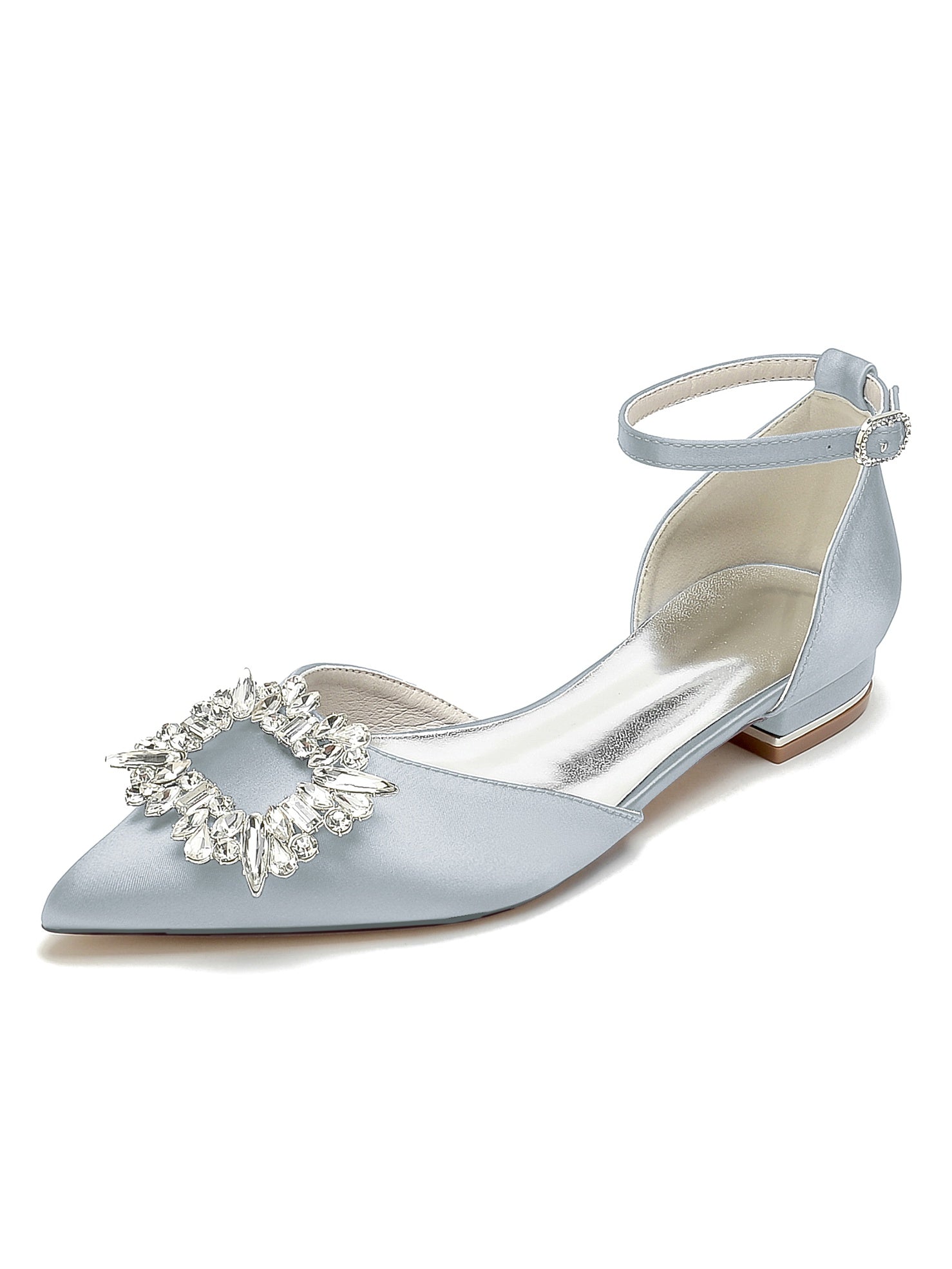 Bridesmaid Shoes for Women with Rhinestones Low Heel and Pointed Toe