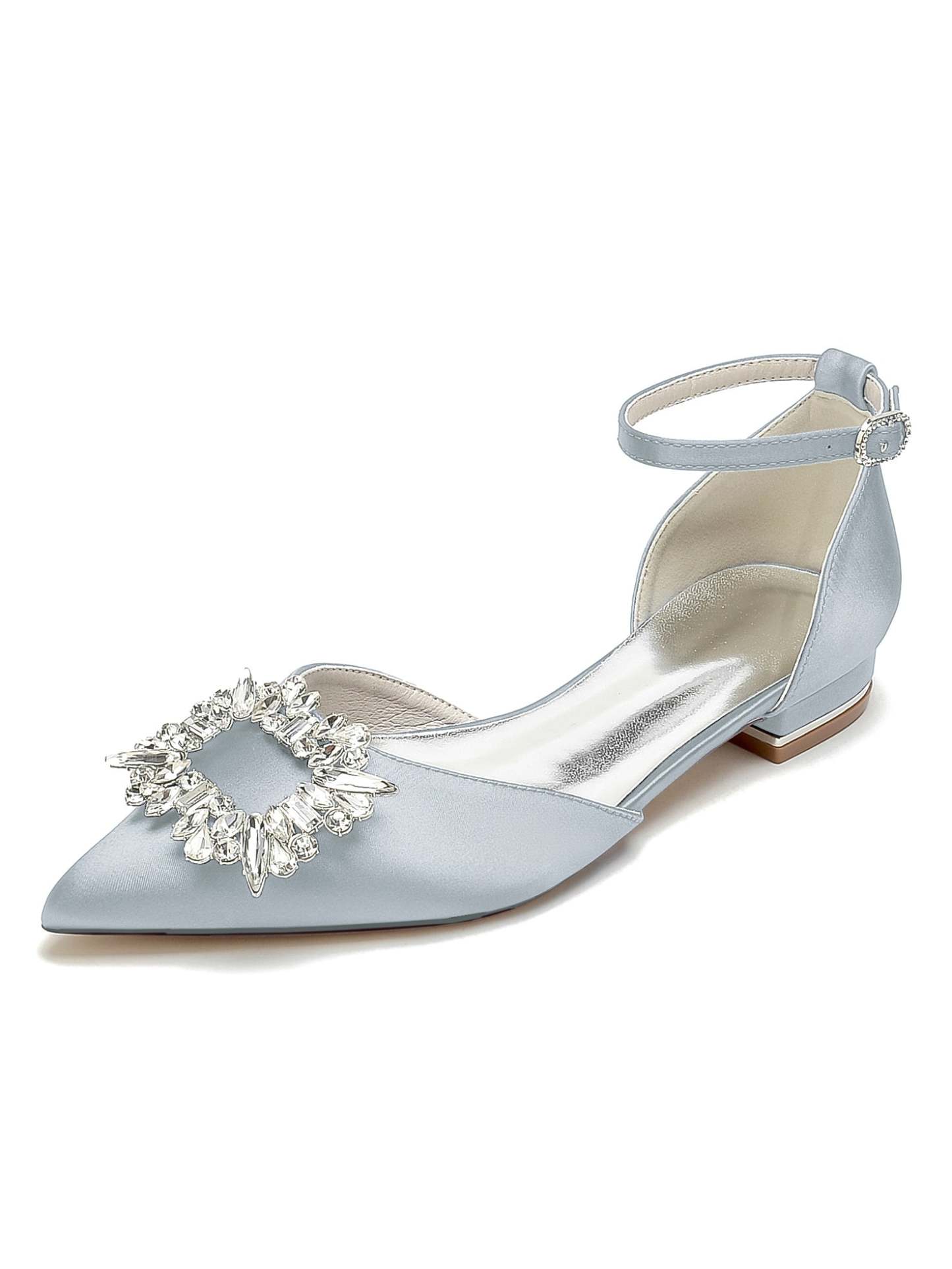 Bridesmaid Shoes for Women with Rhinestones Low Heel and Pointed Toe