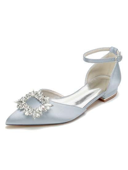 Bridesmaid Shoes for Women with Rhinestones Low Heel and Pointed Toe