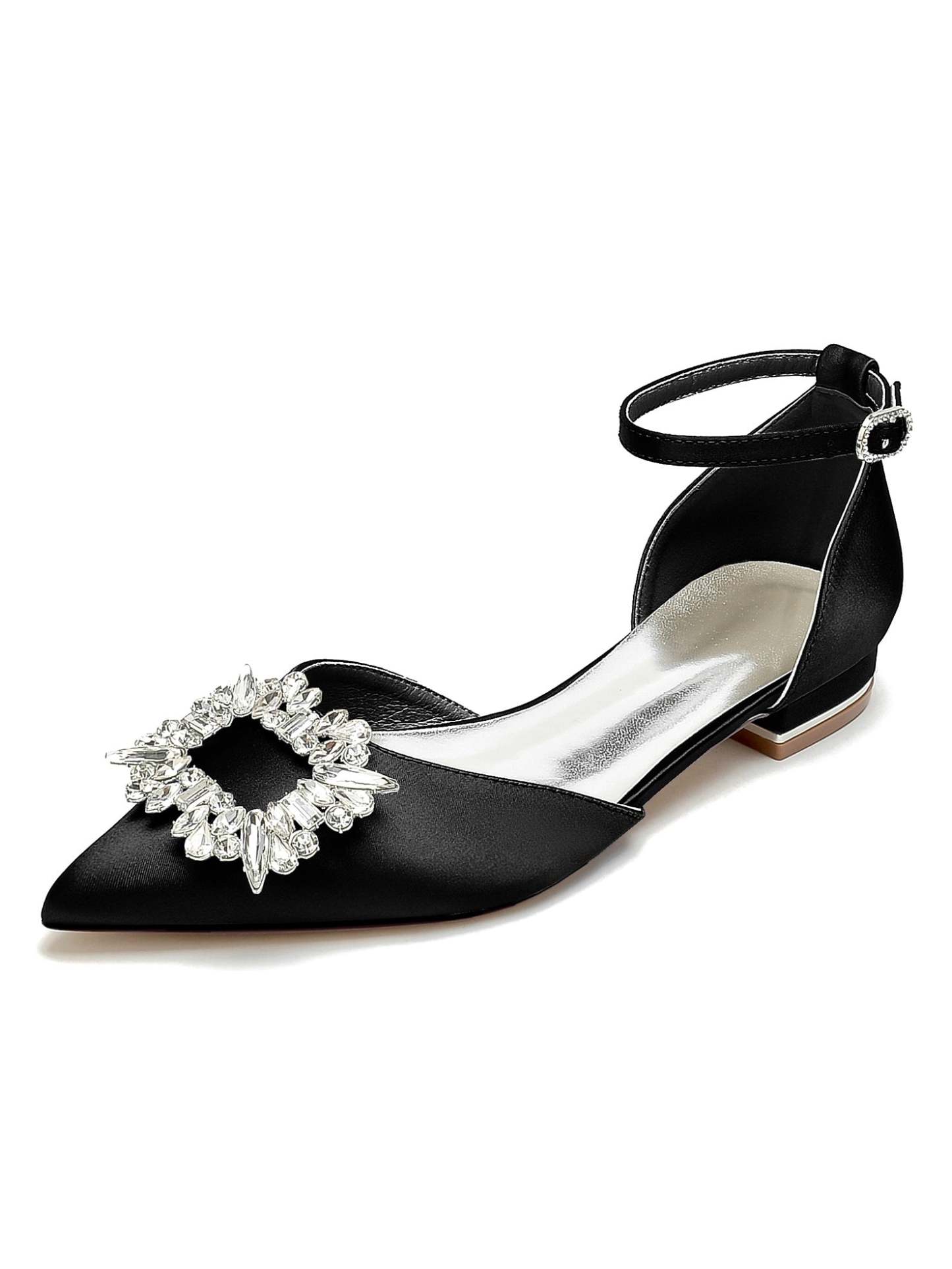 Bridesmaid Shoes for Women with Rhinestones Low Heel and Pointed Toe