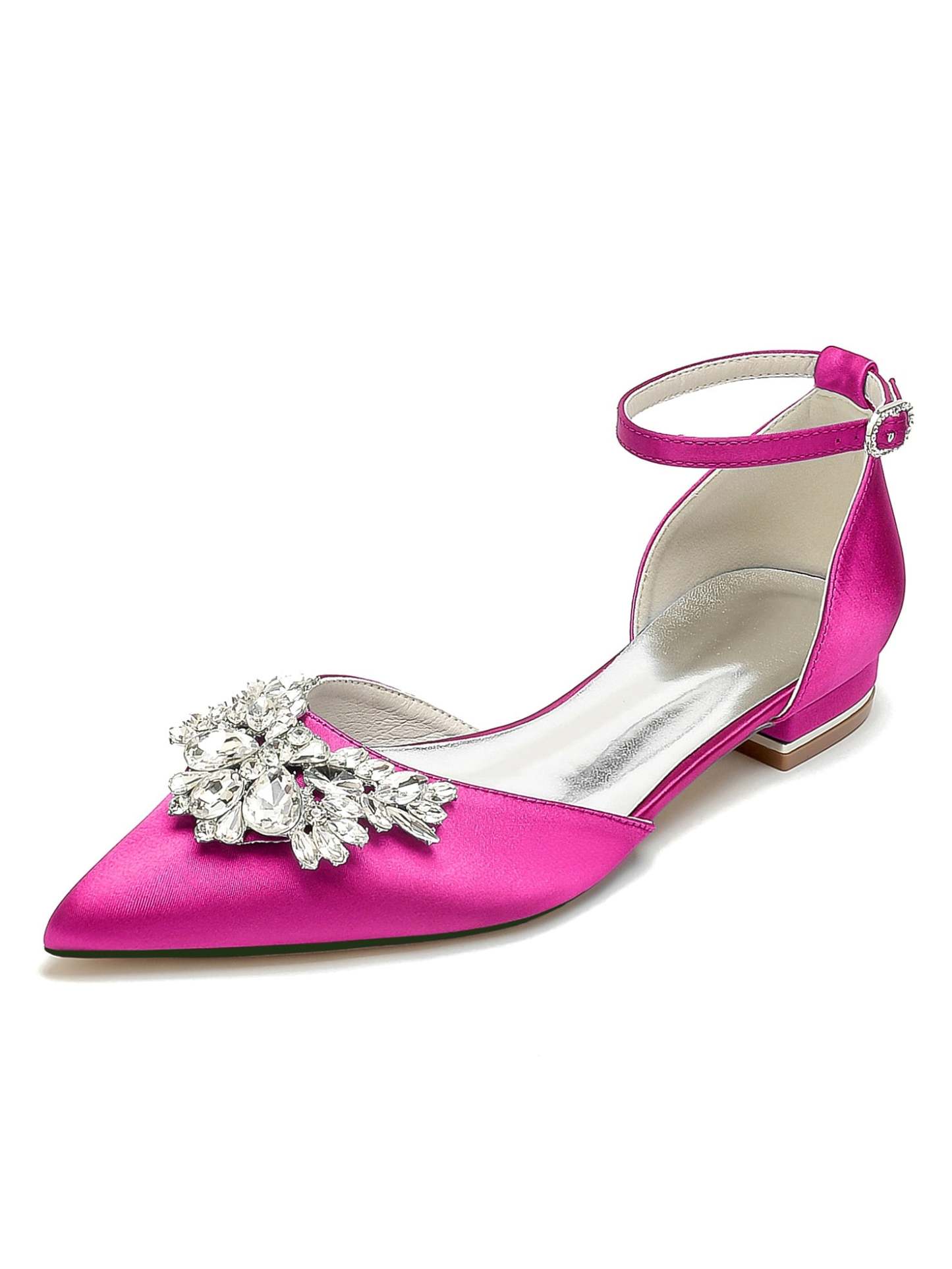Bridesmaid Shoes for Women with Rhinestones Low Heel and Pointed Toe