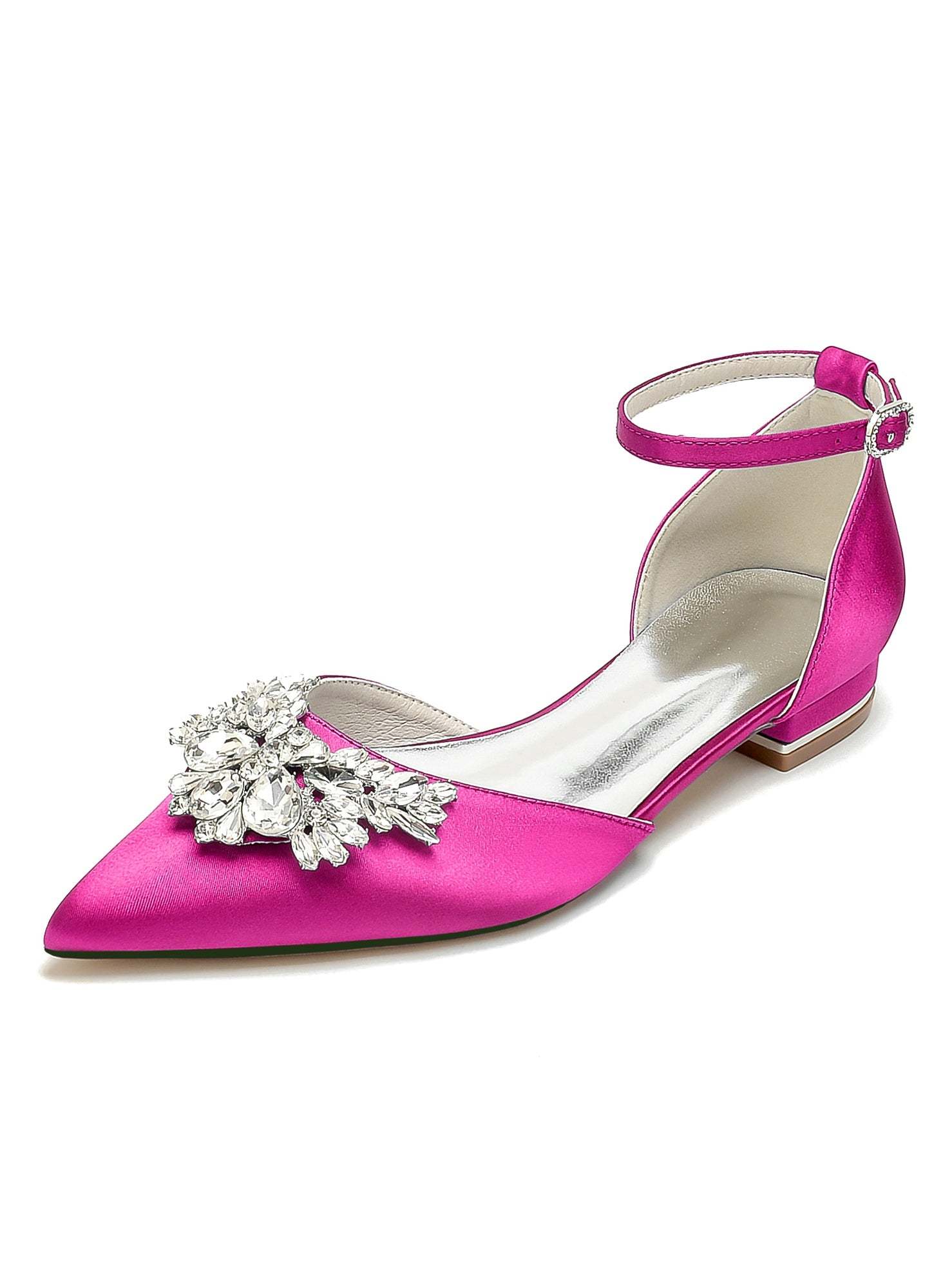 Bridesmaid Shoes for Women with Rhinestones Low Heel and Pointed Toe