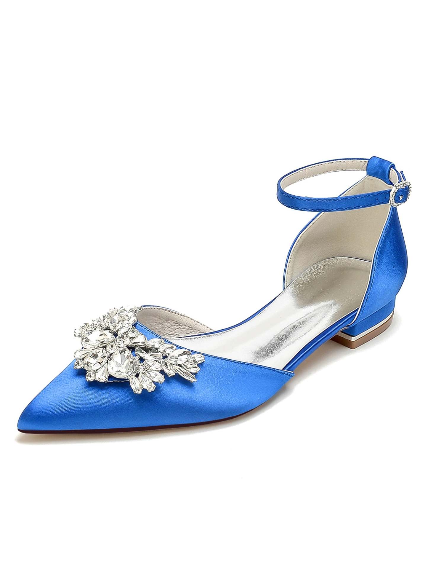 Bridesmaid Shoes for Women with Rhinestones Low Heel and Pointed Toe
