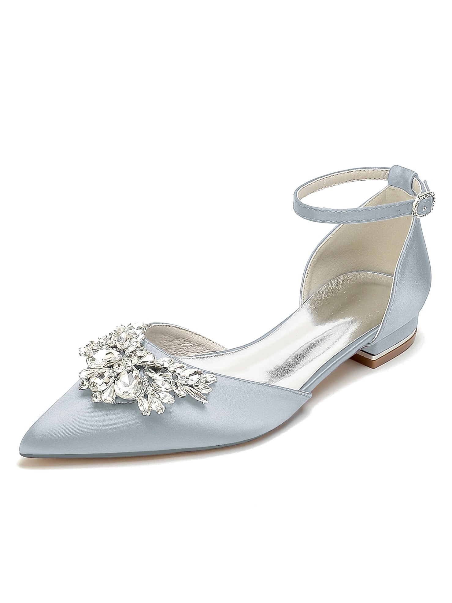 Bridesmaid Shoes for Women with Rhinestones Low Heel and Pointed Toe