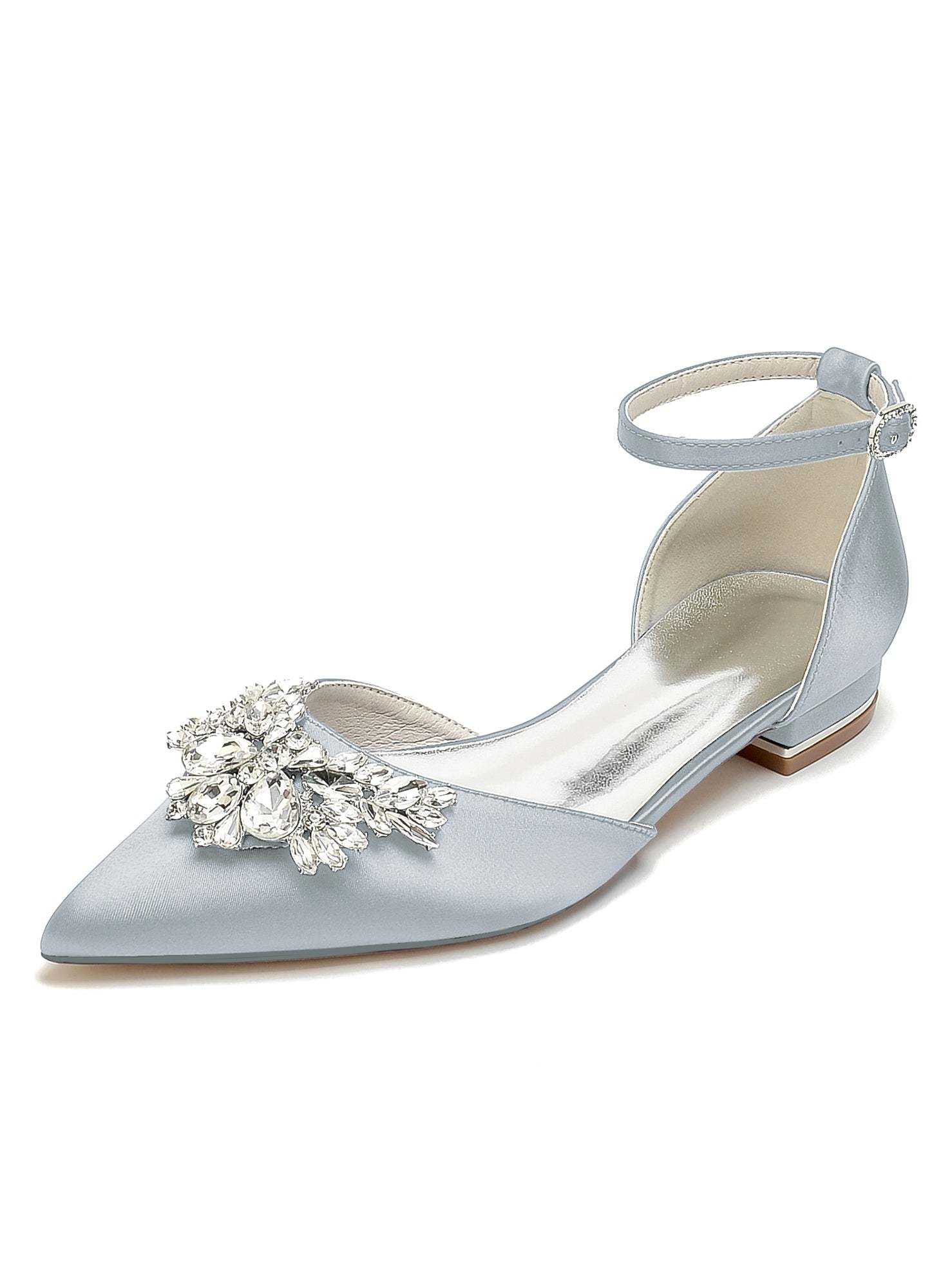 Bridesmaid Shoes for Women with Rhinestones Low Heel and Pointed Toe