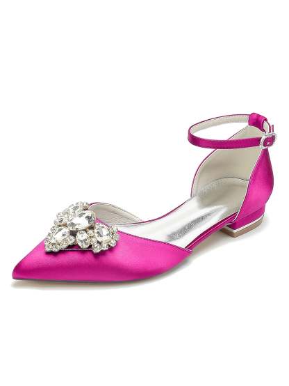 Bridesmaid Shoes for Women with Rhinestones Low Heel and Pointed Toe