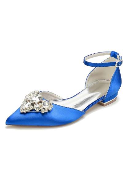 Bridesmaid Shoes for Women with Rhinestones Low Heel and Pointed Toe