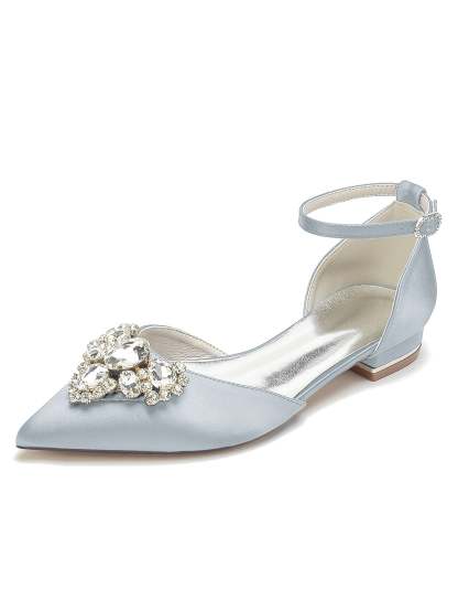 Bridesmaid Shoes for Women with Rhinestones Low Heel and Pointed Toe