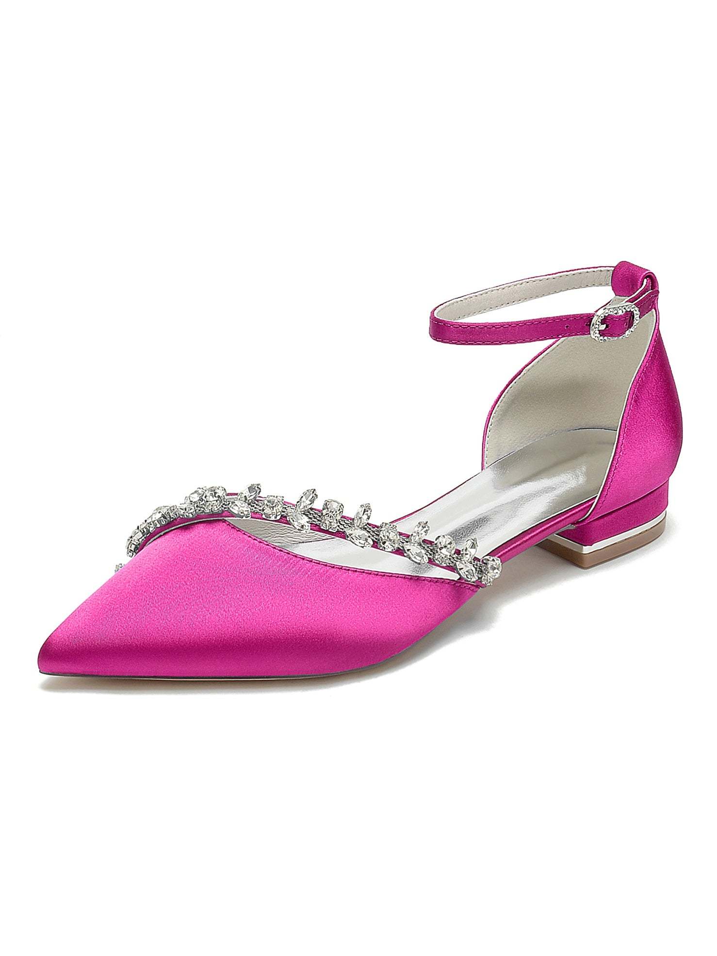 Bridal Shoes for Women with Rhinestones Low Heel and Pointed Toe