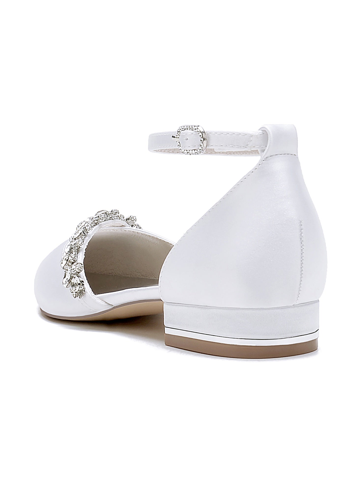 Bridal Shoes for Women with Rhinestones Low Heel and Pointed Toe