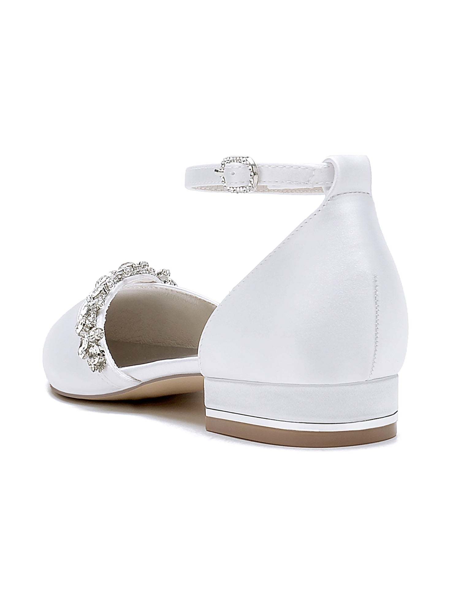 Bridal Shoes for Women with Rhinestones Low Heel and Pointed Toe