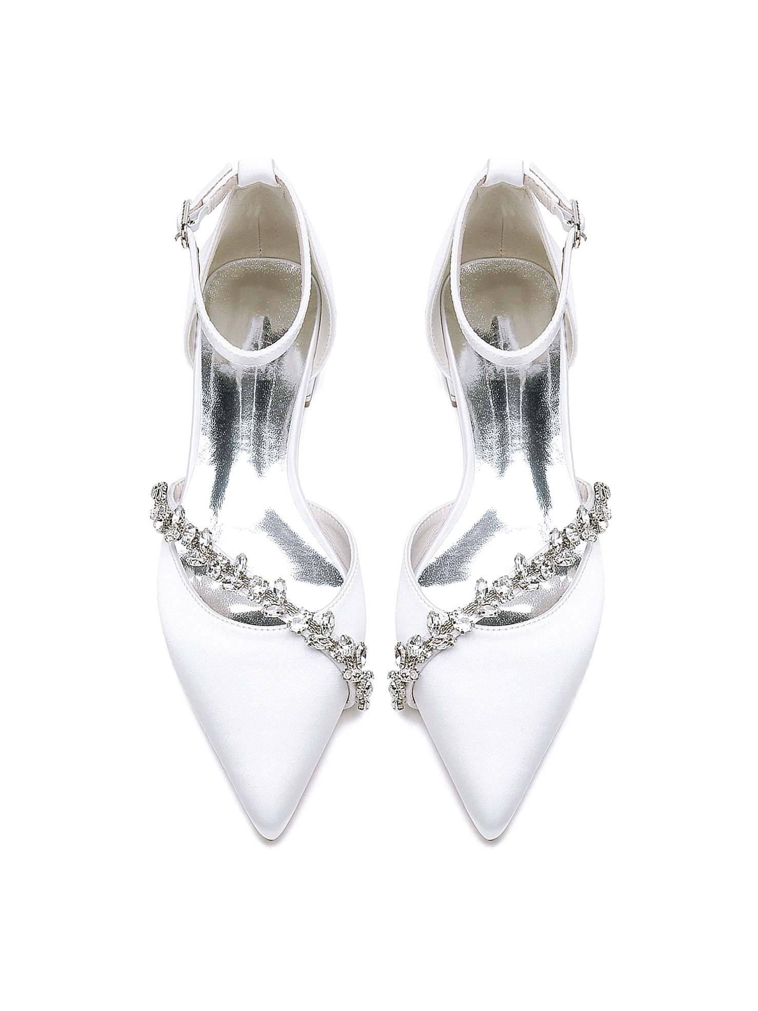 Bridal Shoes for Women with Rhinestones Low Heel and Pointed Toe