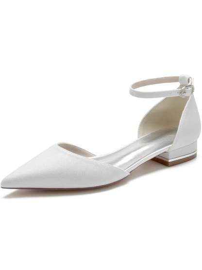 Bridesmaid Shoes for Women with Rhinestones Low Heel and Pointed Toe